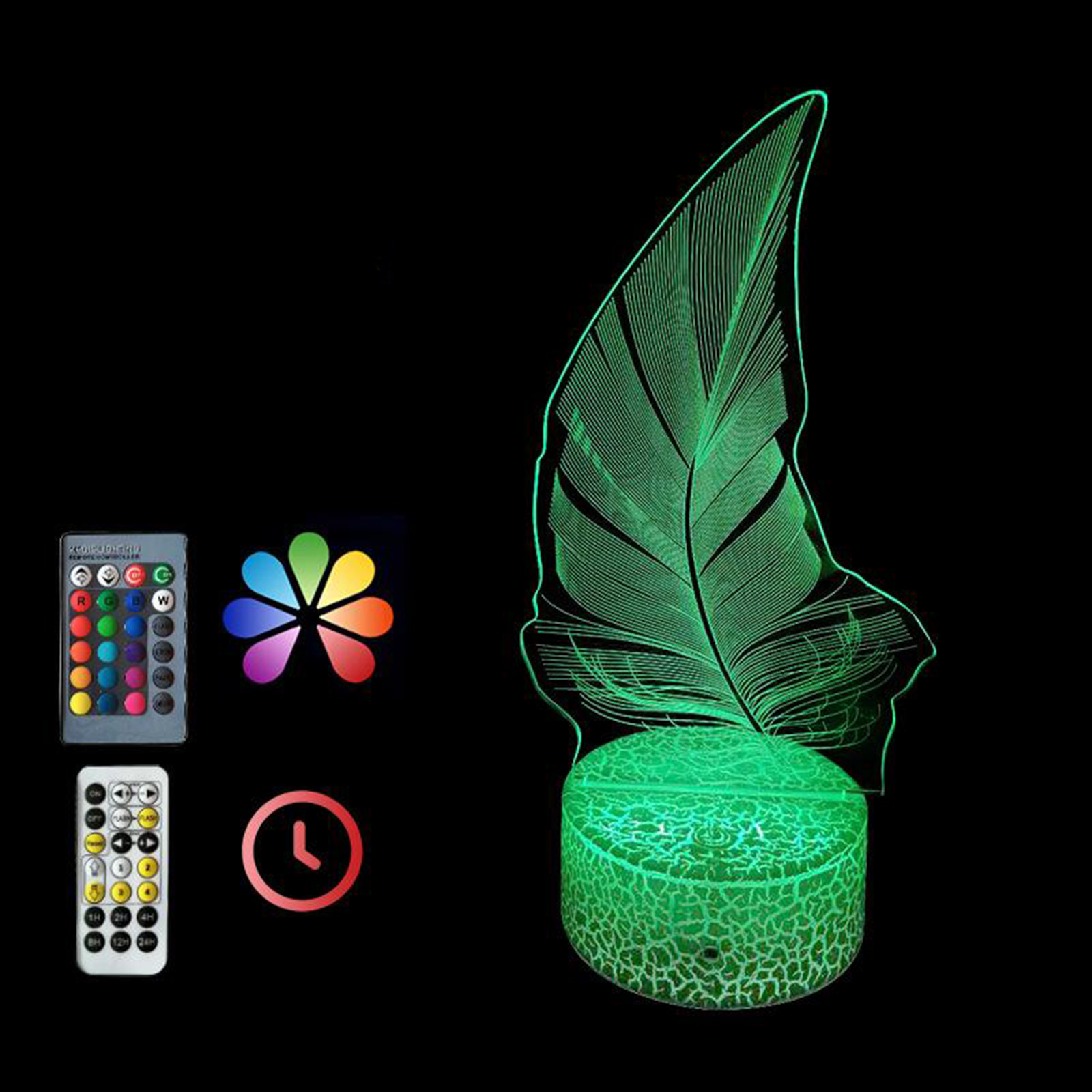 Plant Night Light 3D Illusion Lamp, USB LED Desk Table Lamp 7 Color Changing Touch Sensor Nightlight for Kids Birthday Gifts