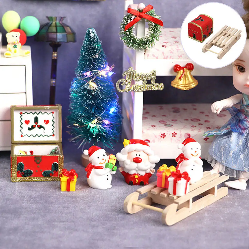 1:12 Miniature Christmas Slide Model Dollhouse Decoration Gift Box