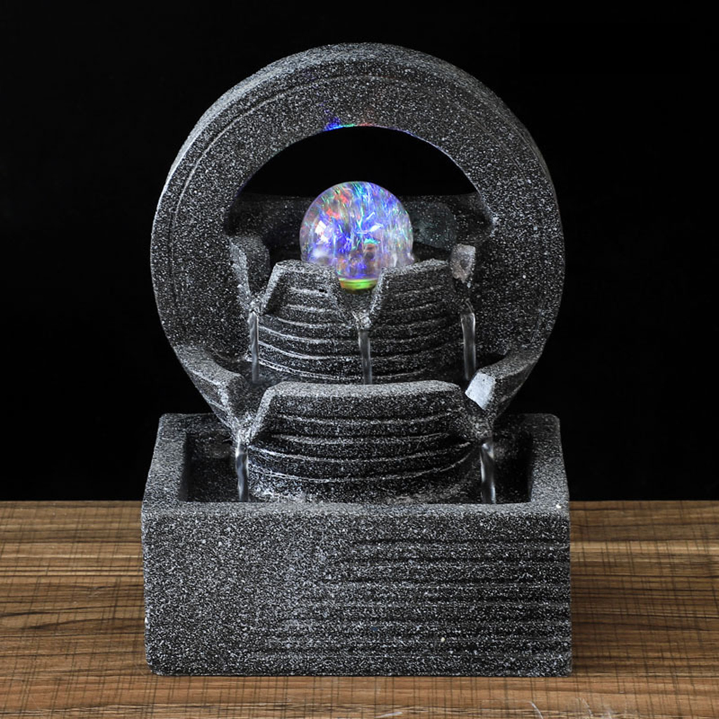 Indoor Water Fountain Waterfall Scene Tabletop Feng Shui Meditation Tabletop Desk Fountain for Home Yoga Office Spa Living Room