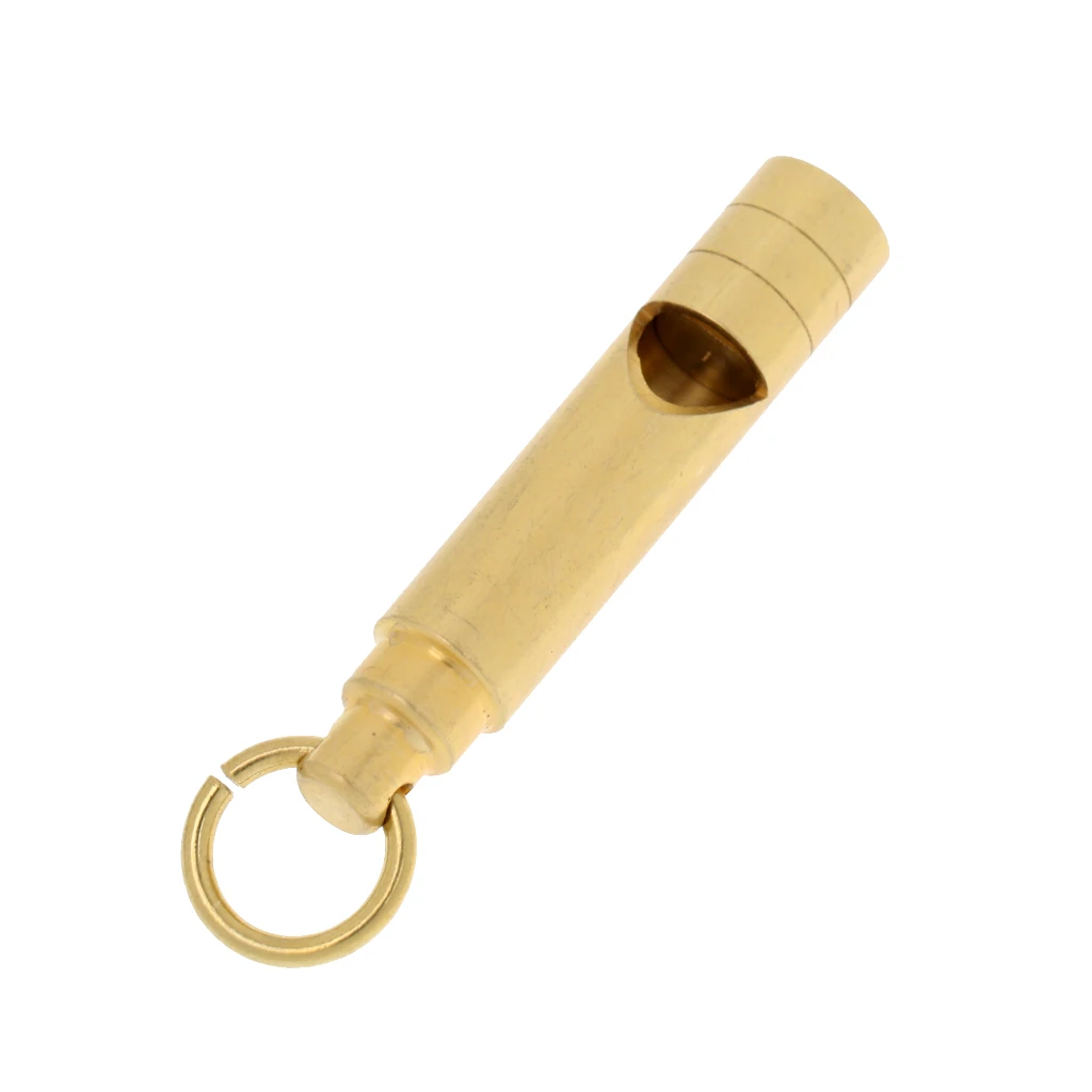Portable Loud Version Brass Emergency Whistle, Outdoor Tool, Mini Survival Whistle with Key Chain