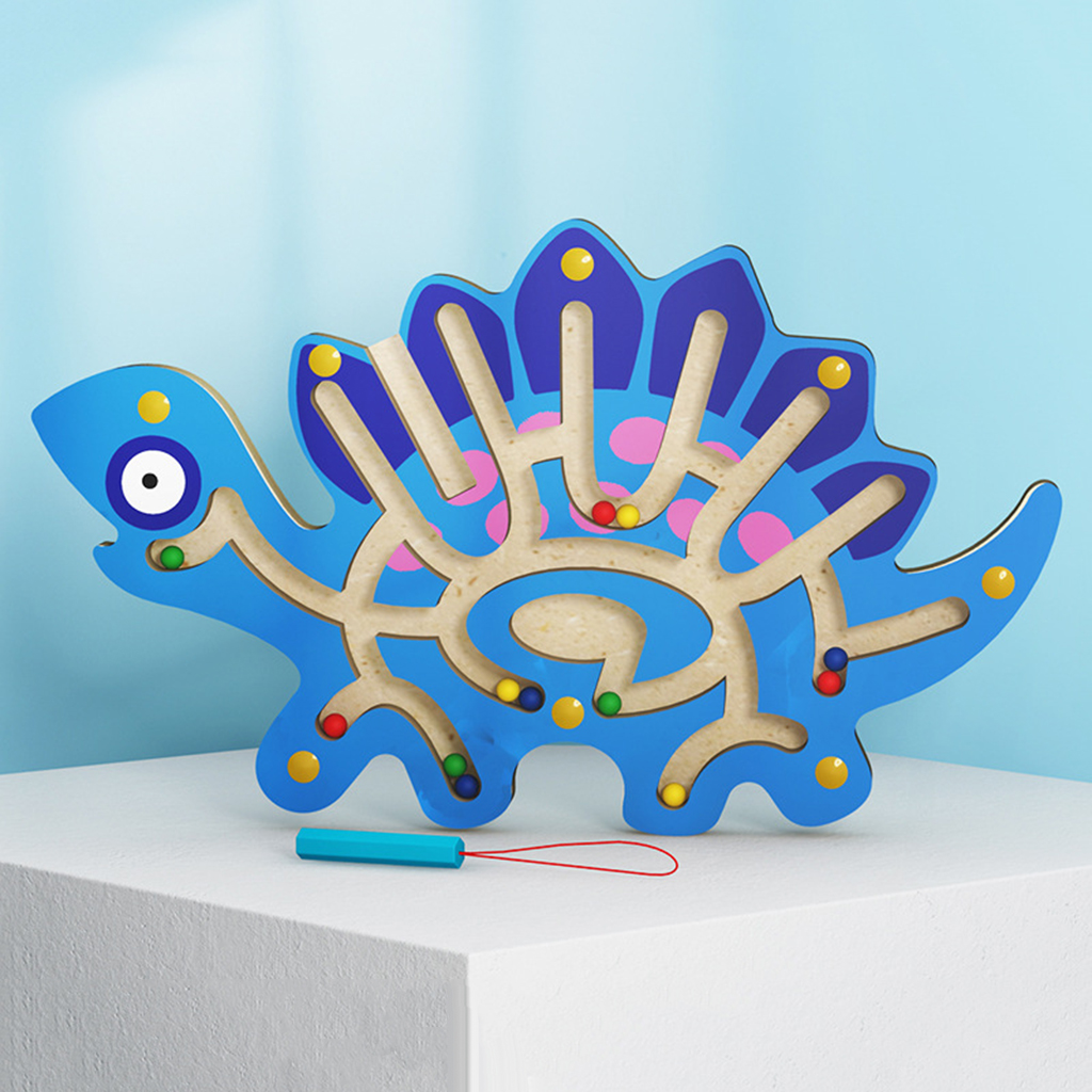 Activity Magnet Toys Maze Wooden Magnetic Game Develops Fine Motor Skills & Color Recognition with Attached Wand for Kids