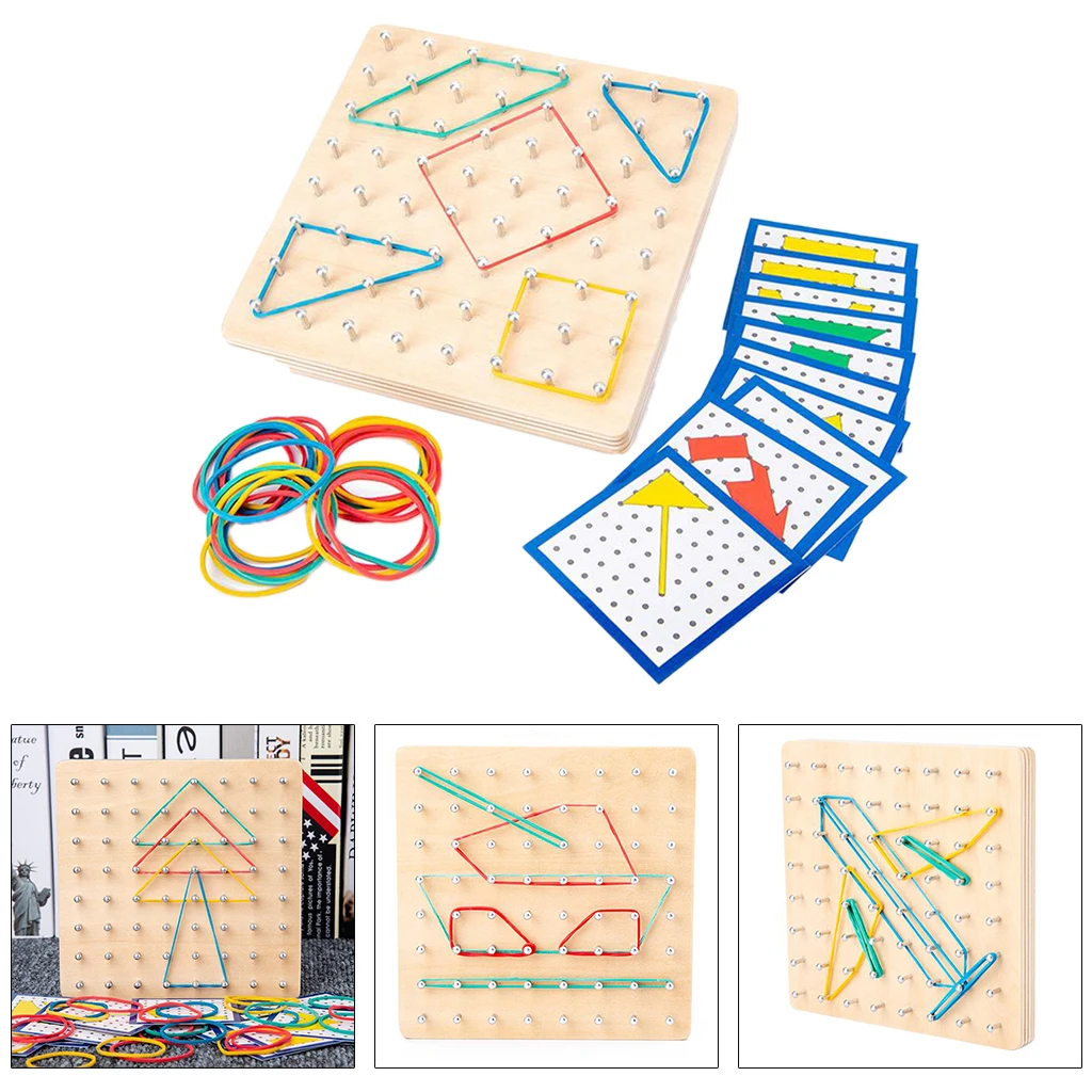 Wooden Geoboard Mathematical Manipulative Material Graphic Educational
