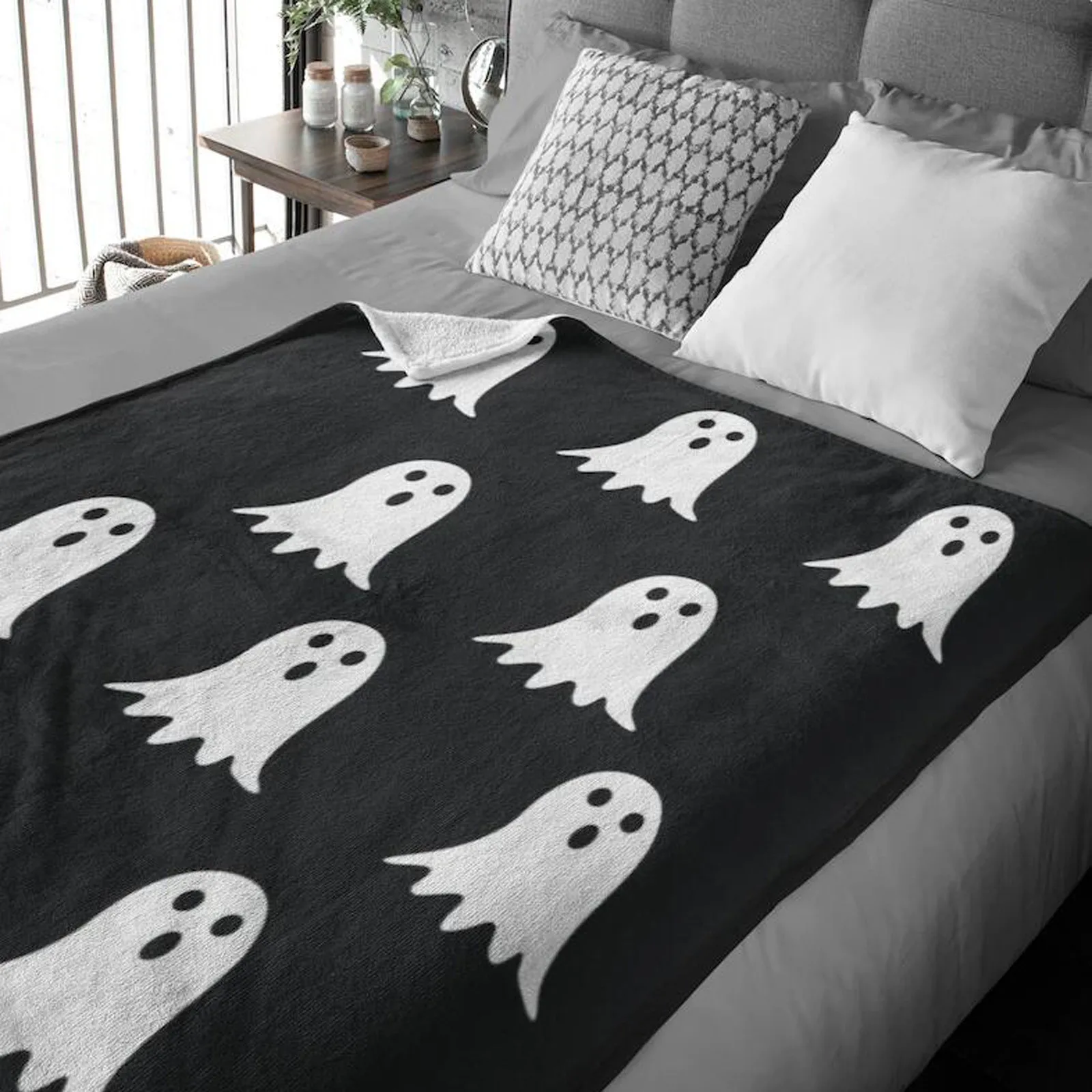 couverture en flanelle imprimée citrouille fantôme doux en textile pour adultes et enfants