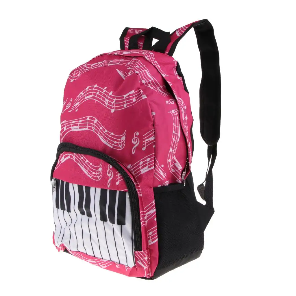 Piano Keyboard Music Note Backpack School Bag Shoulder Travel Daypack