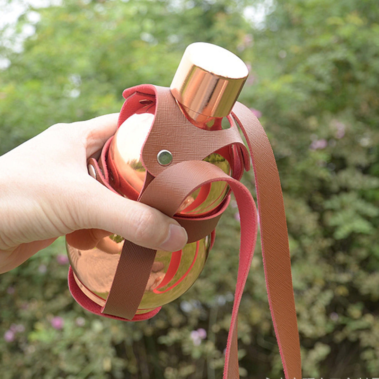 Leakproof Hip Flask Wine Jug Leather Shoulder Strap Kettle Stainless Gourd Bottle for Outdoor Boating Barbecue Travel Birthday