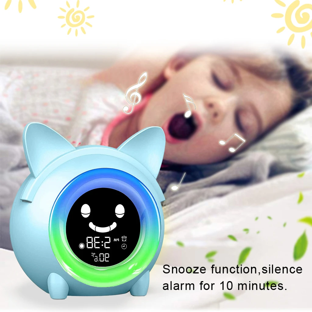 Bedside Digital Kids Alarm Clock Toddlers Sleep Trainer with Nightlight