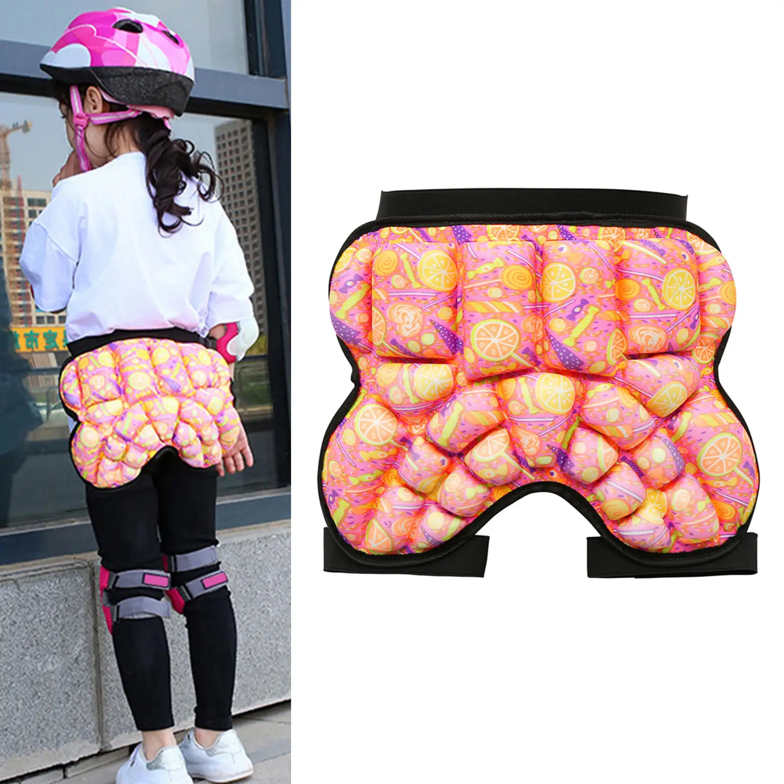 3D Padded Hip Protection Shorts Butt Guard Pad Lightweight for Roller Skating Ski Children