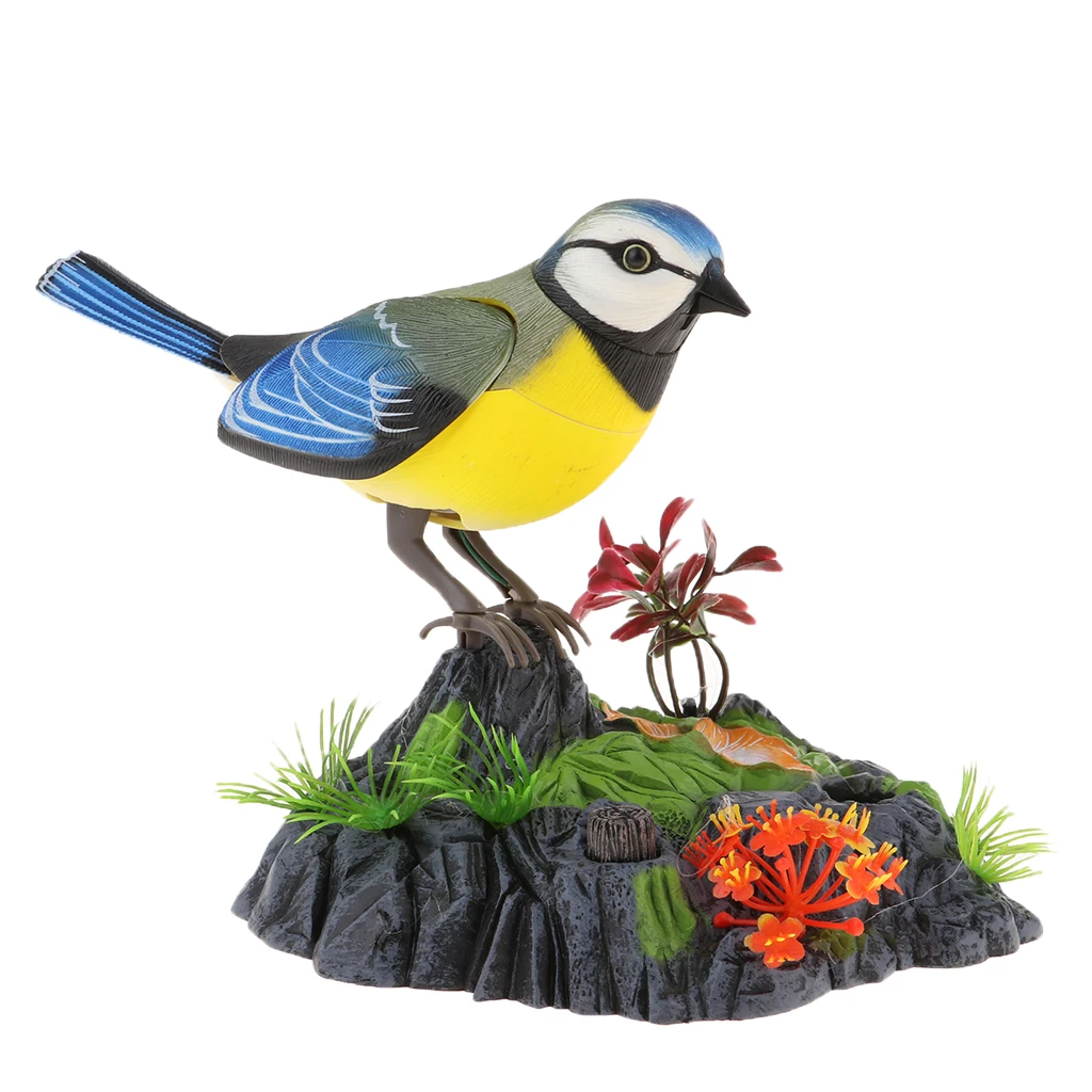 Chirping Bird Toys Colorful Sound Activated Simulated Singing Sparrow Bird Christmas Home Ornament