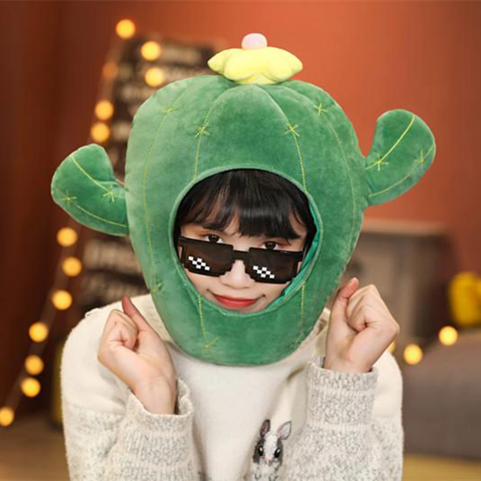 Funny Party Hat Cute Cactus Headdress Stage Performance Cap Adult Kids Hats Bunny Hat Soft Plush Cap