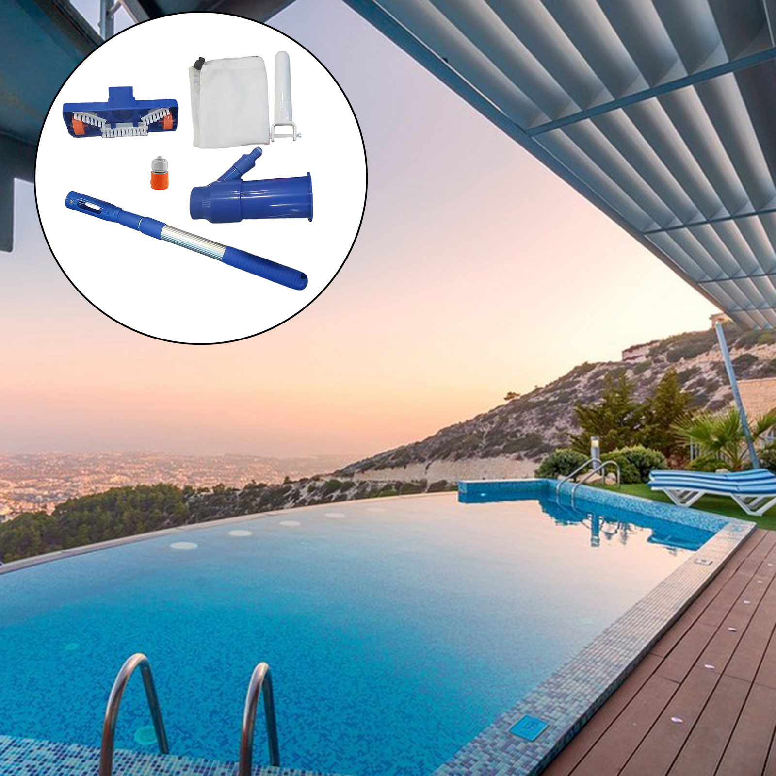 Swimming Pool Cleaning Set Fine Mesh Net Water Vacuum Spray Handle Skimmer Net Fountain Pond Accessories Cleaner Tool