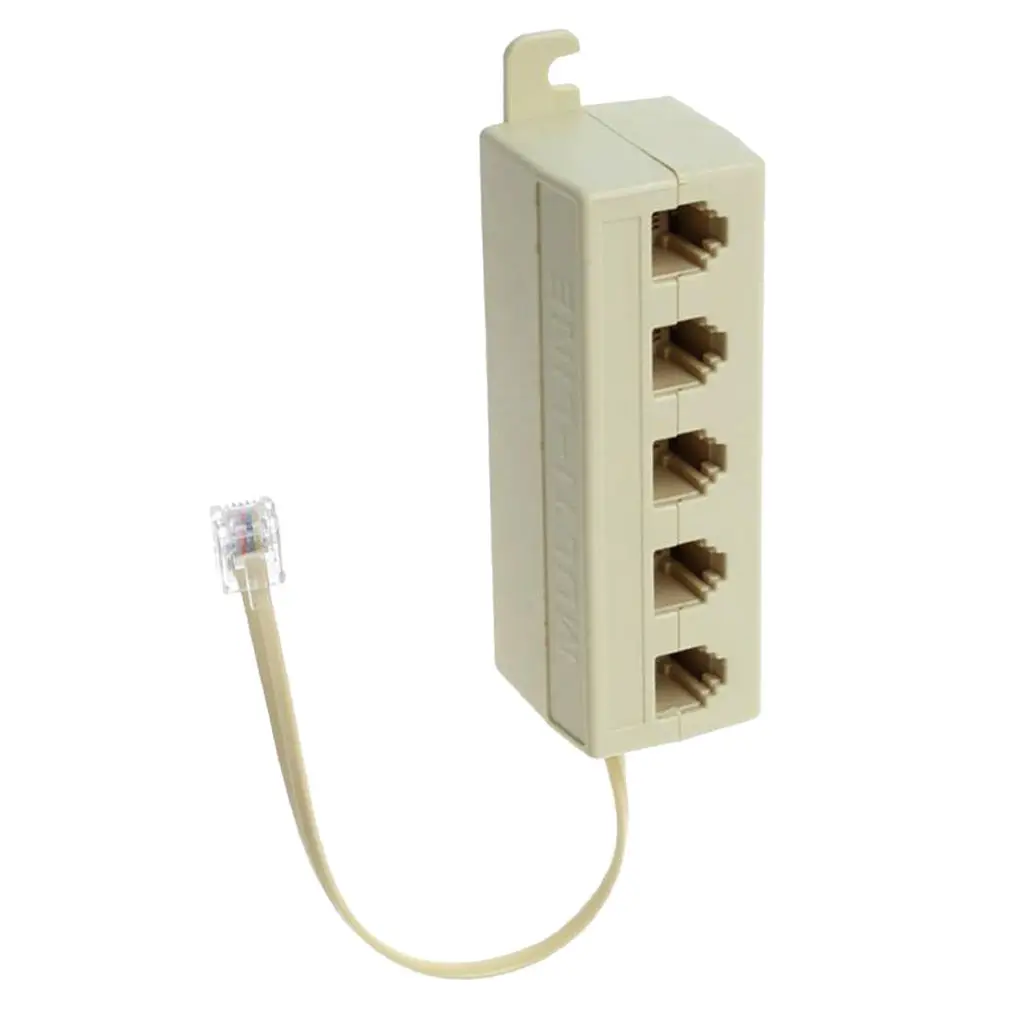 Telephone Splitter, RJ11 6P4C 1 Male - 5 Way Telephones Plug Line Separator for Landline - White