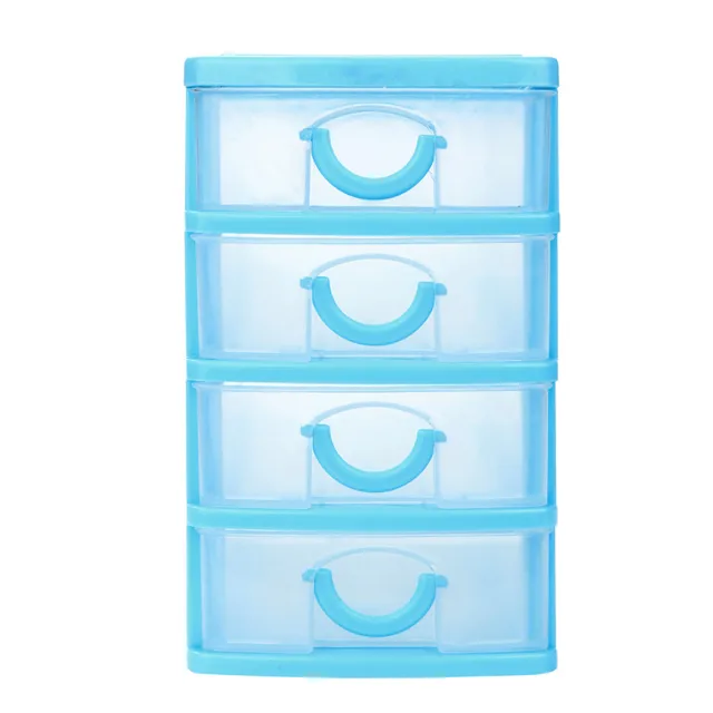 Mini translucent Drawer type plastic Storage Box（Blue 3 Layers