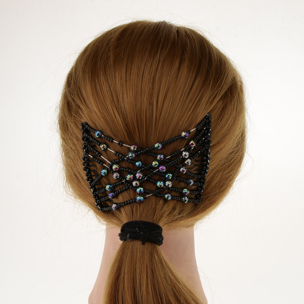 Portable Glass Beaded Magic Comb Elastic Double Insert Clips Stretch Hair Head Comb Hair Accessories Headwear Tool