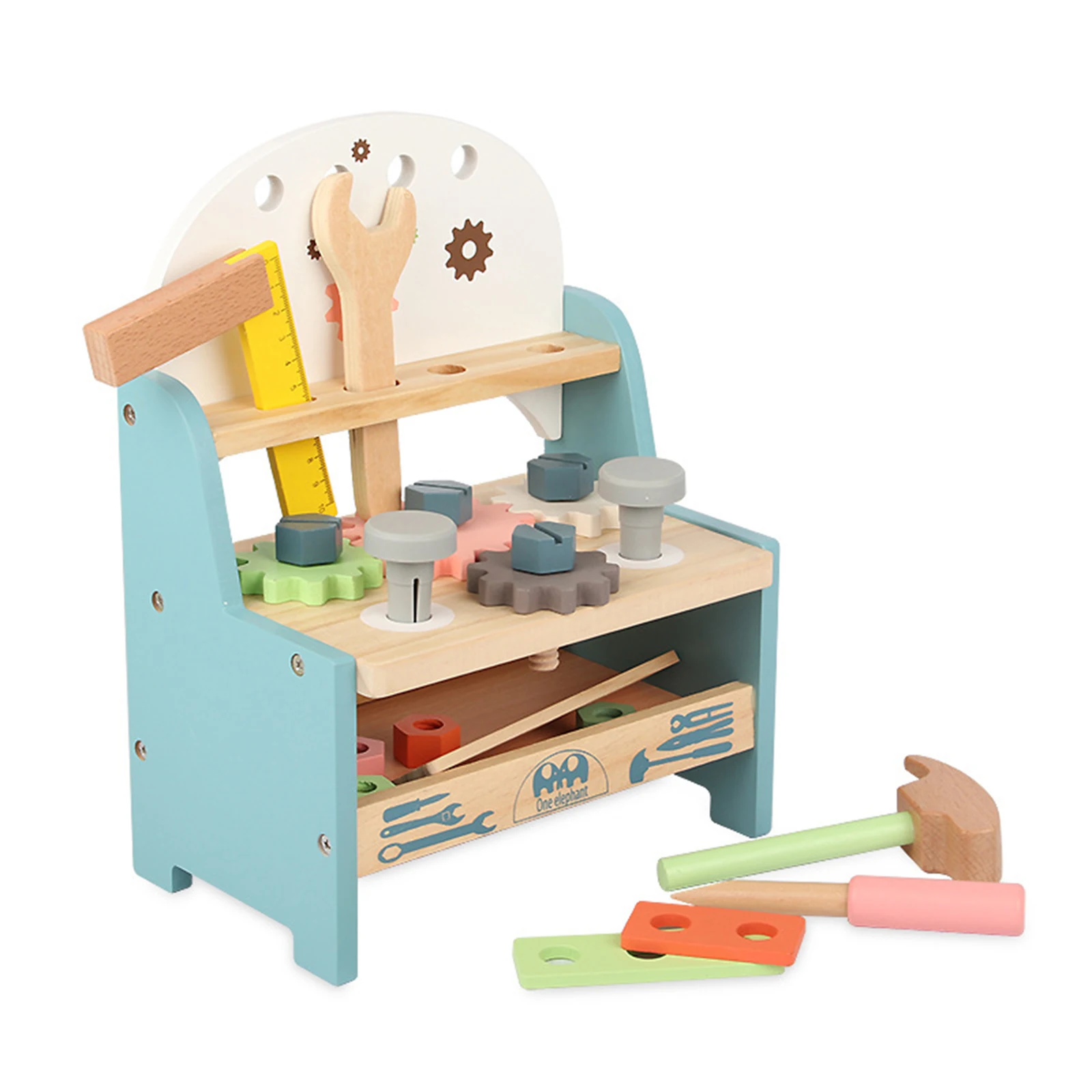 26PCS Creative Wood Workbench Workshop Hand Tool Funny Tools Gift for Kids