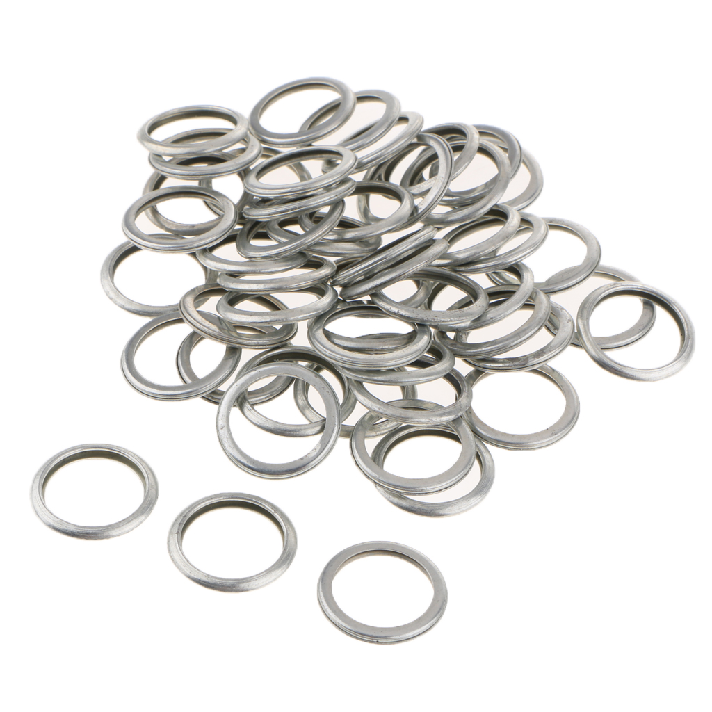 50pcs Metal Engine Oil Drain Plug Crush Washer Gasket Open Size: 16mm Screw Size: M16