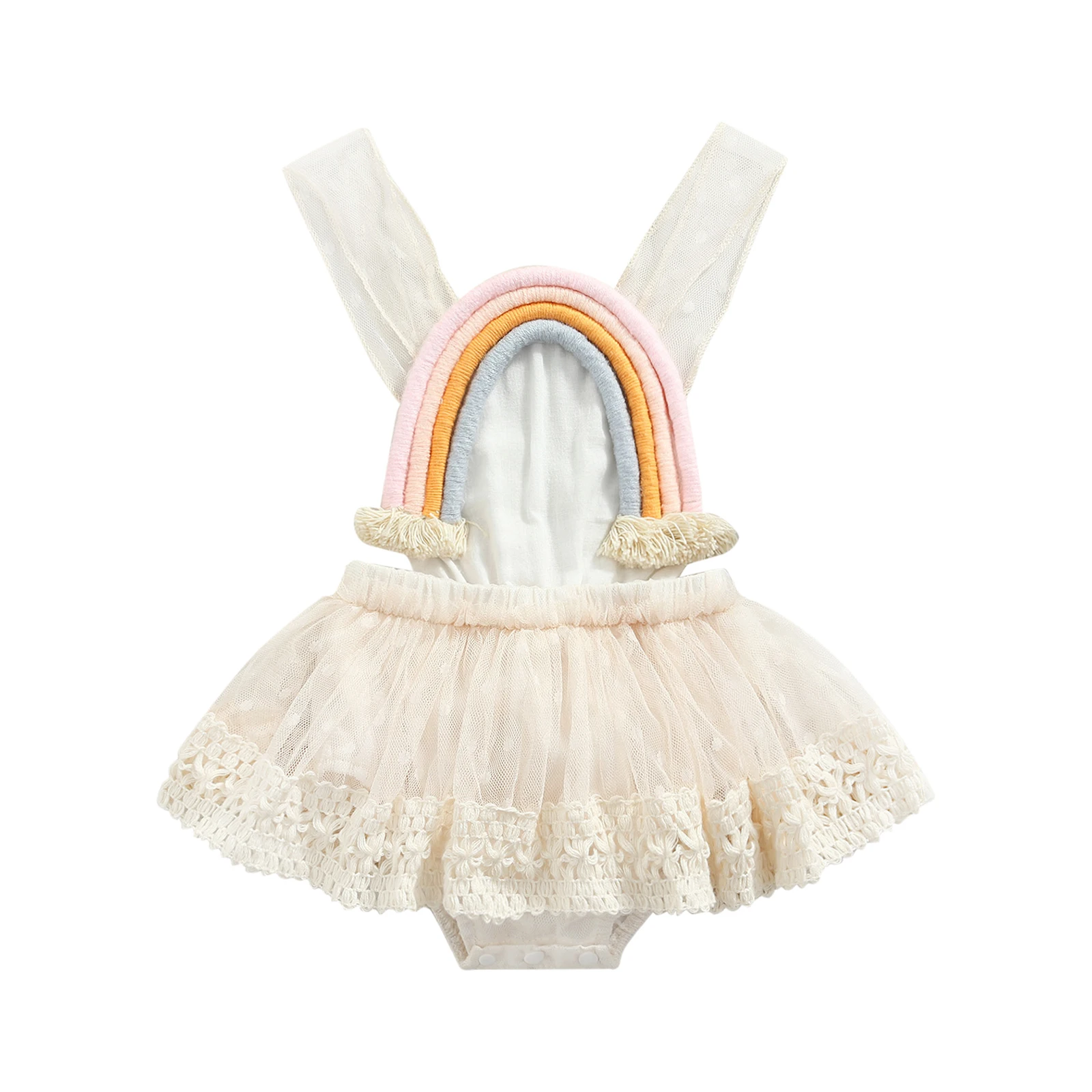 Ma&Baby 0-24M Newborn Infant Baby Girls Rainbow Rompers 1st Birthday Lace Jumpsuit Princess Clothes Overalls Costumes D84 baby bodysuit dress
