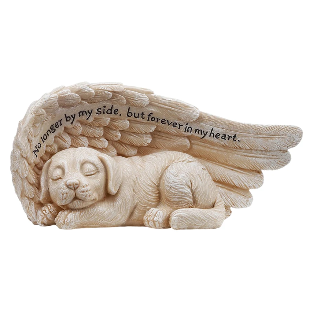 Pet Memorial Statue Dog Tombstone Figurine Resin Sculpture Garden