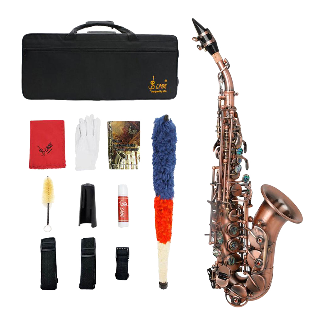 LADE Curved Soprano Saxophone Brass B Flat Treble Small Elbow  Key