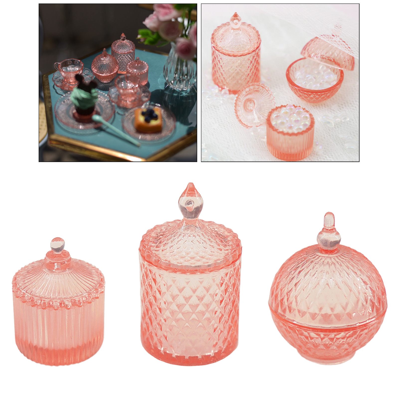 Miniature Candy Jars Mini Set Dollhouse 1:6 Doll House Decor Accessories
