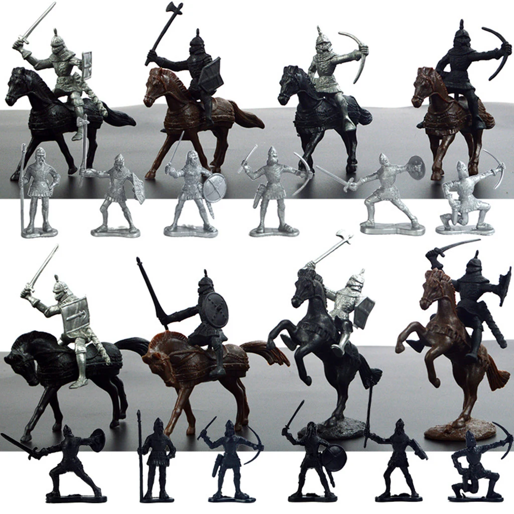 28 Pieces Knight & Horses Playset Soldier Toys Army Men Action Figures , 3 Inches
