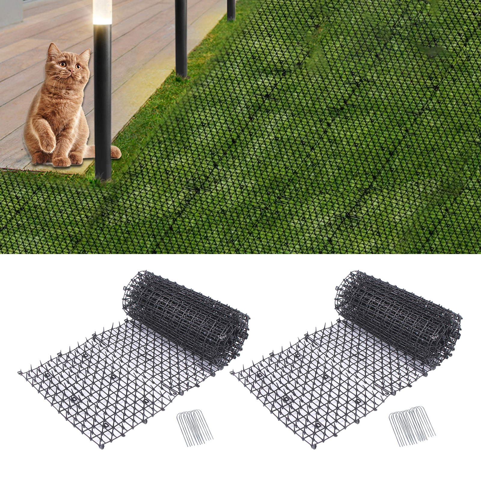 Plastic Cat Scat Mat Black Network with Spikes Garden Repellent Animal