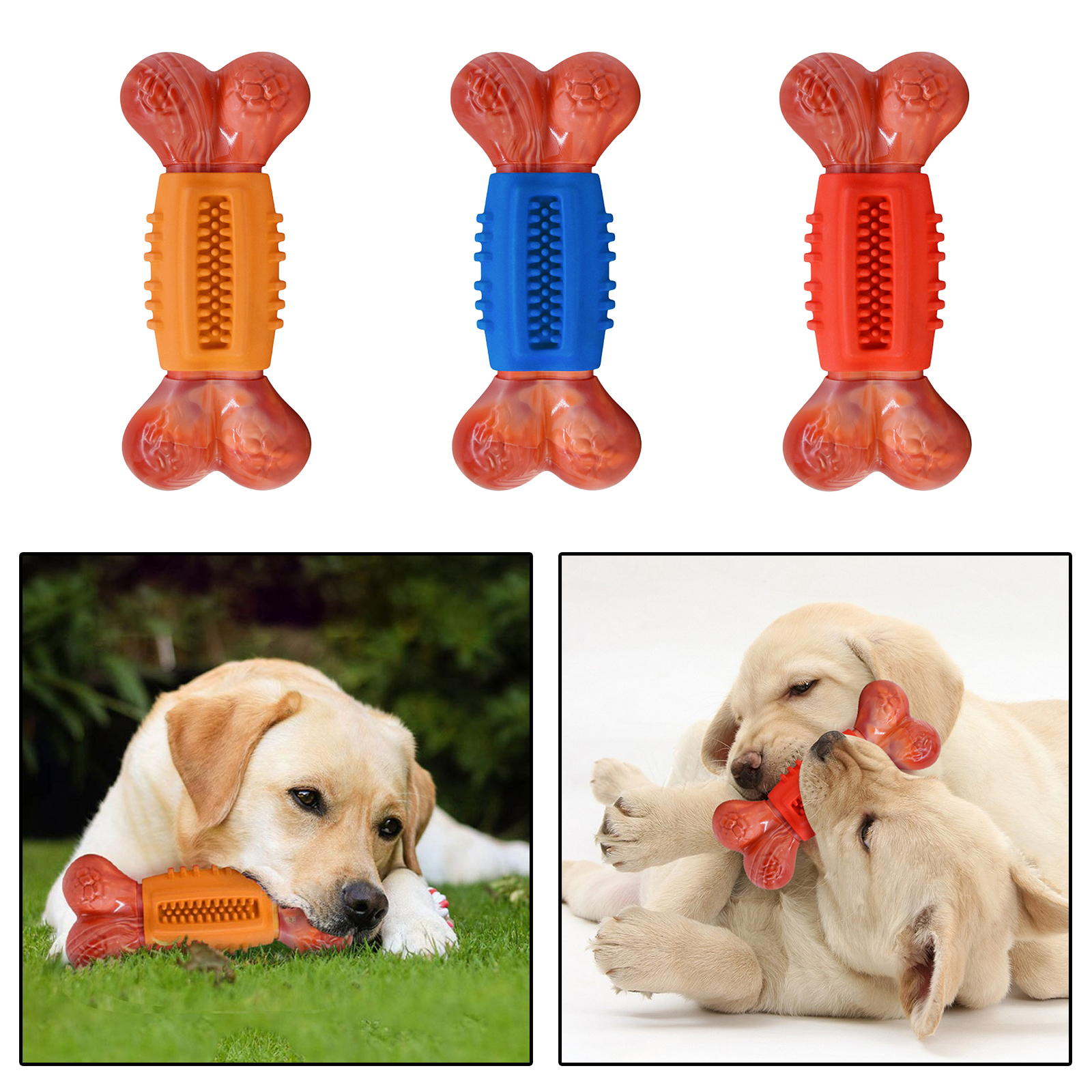 Non-Toxic Dog Chew Toy for Aggressive Chewers, Durable Dog Bone Toy, Nylon Rubber Dog Teether Cleaning Chews Toys
