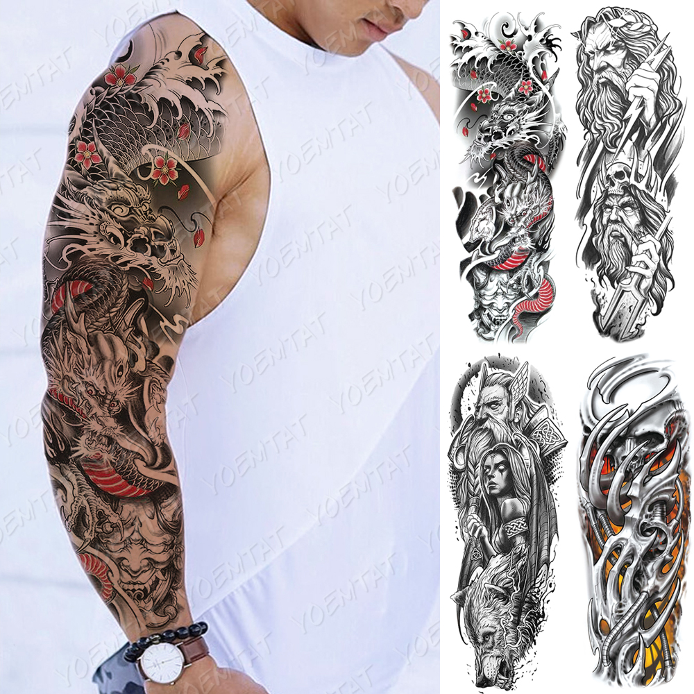 Best of Large Arm Sleeve Tattoo Japanese Dragon Prajna Waterproof Temporary Tatto Sticker Mechanical Body Art Full Fake Tatoo Women Men Reviews & Tips