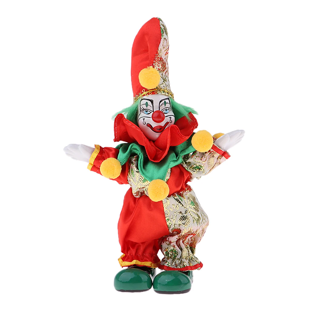 6inch Vintage Clown Man in Colorful Clothes Set Figure Standing Doll Home Decor #2