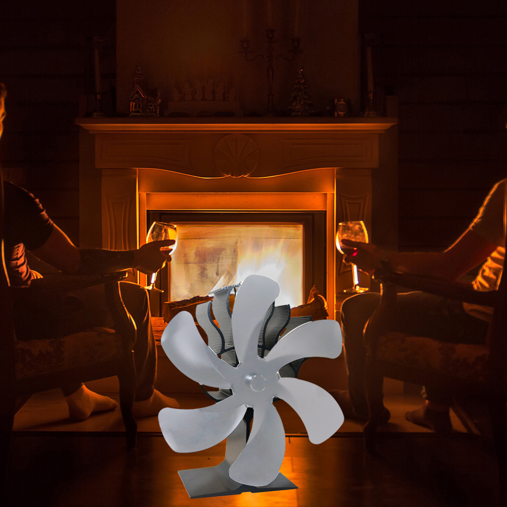 Heat Powered 6 Blade Stove Fan Wood/Log Burner Fireplace Quiet Wood Burning Stove Fan Easy to Use Warm the Whole Room