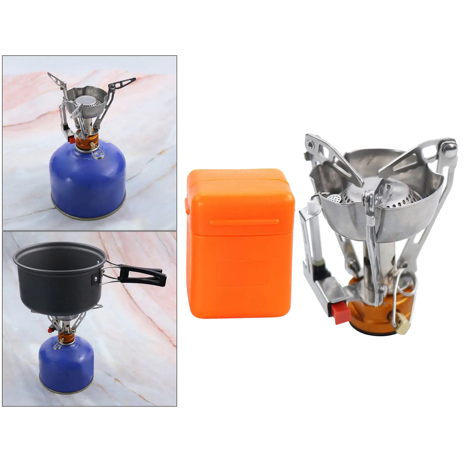 3000W Portable Windproof Camping Gas Stove with Adapter Convertor for Traveling Trekking