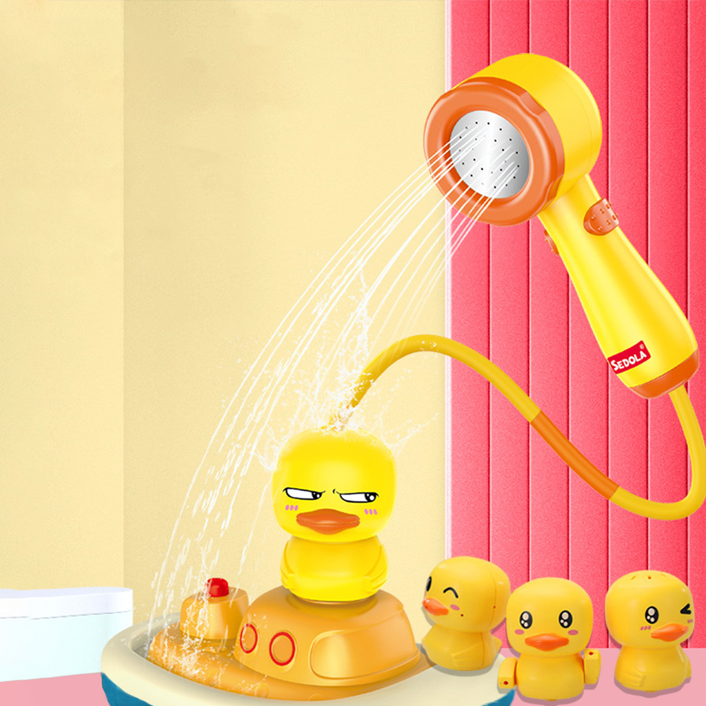 Toddler Baby Electric Duck Water Spray Bath Shower Toys Water Pump Sprinkler, 3 Spraying Modes