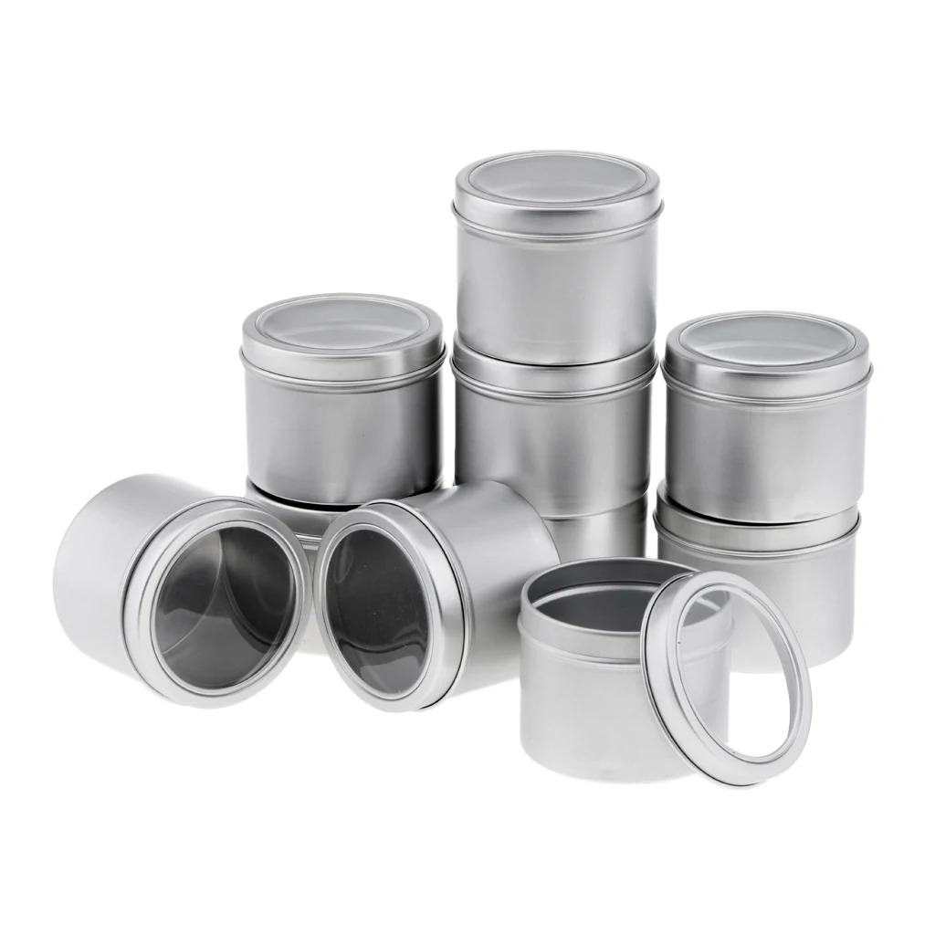10x 100ml Round Aluminum Mekeup Cream Empty Lip Balm Containers Jars Tin