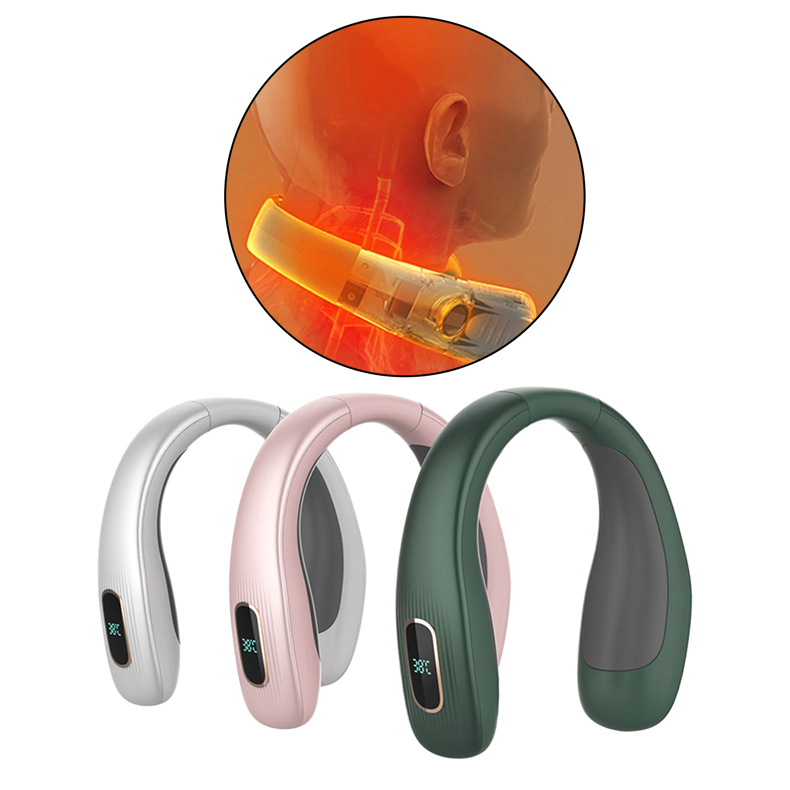 USB Rechargeable Hanging Neck Warmer Electric Heater, Digital Display, Adjustable Heat for Women Men