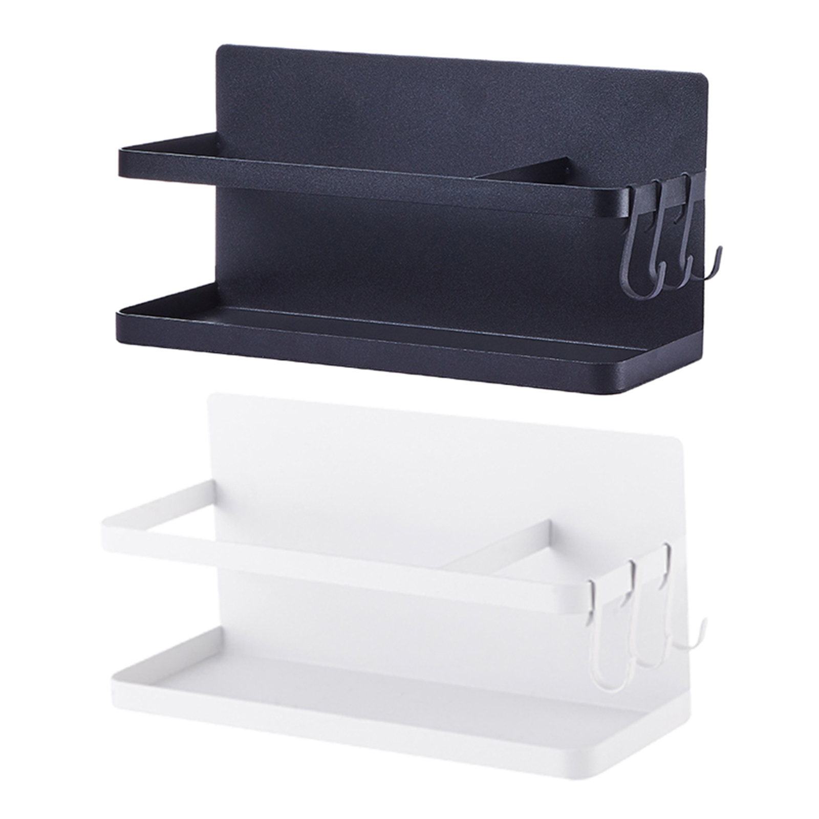 Multifunction Fridge Magnetic Spice Rack Holder with 3 Hook Kitchen Pepper Small  Storage Punch Free Space Saving
