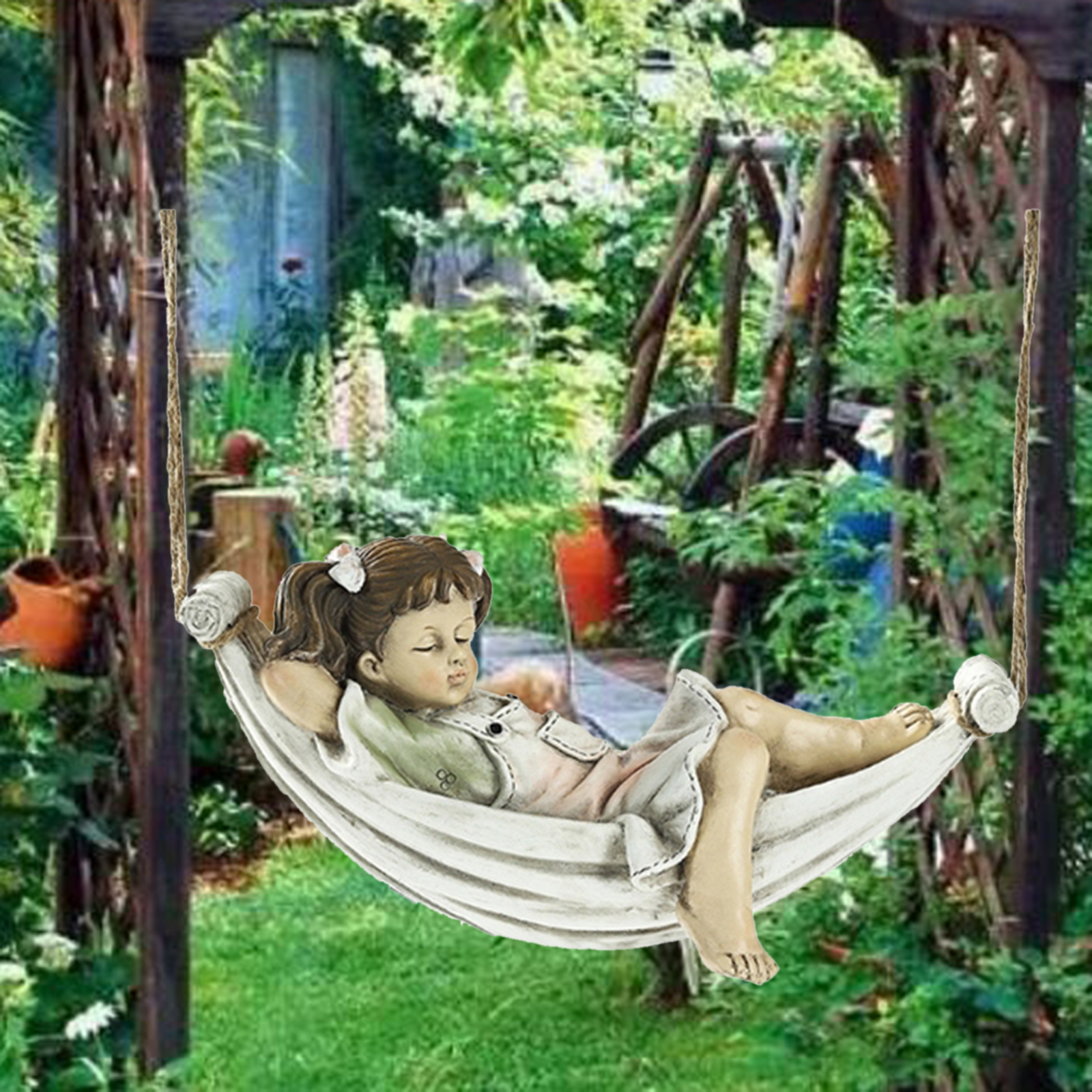Outdoor Tree Hanging Statue Garden 28.5cm Figurine Weatherproof Pond Craft