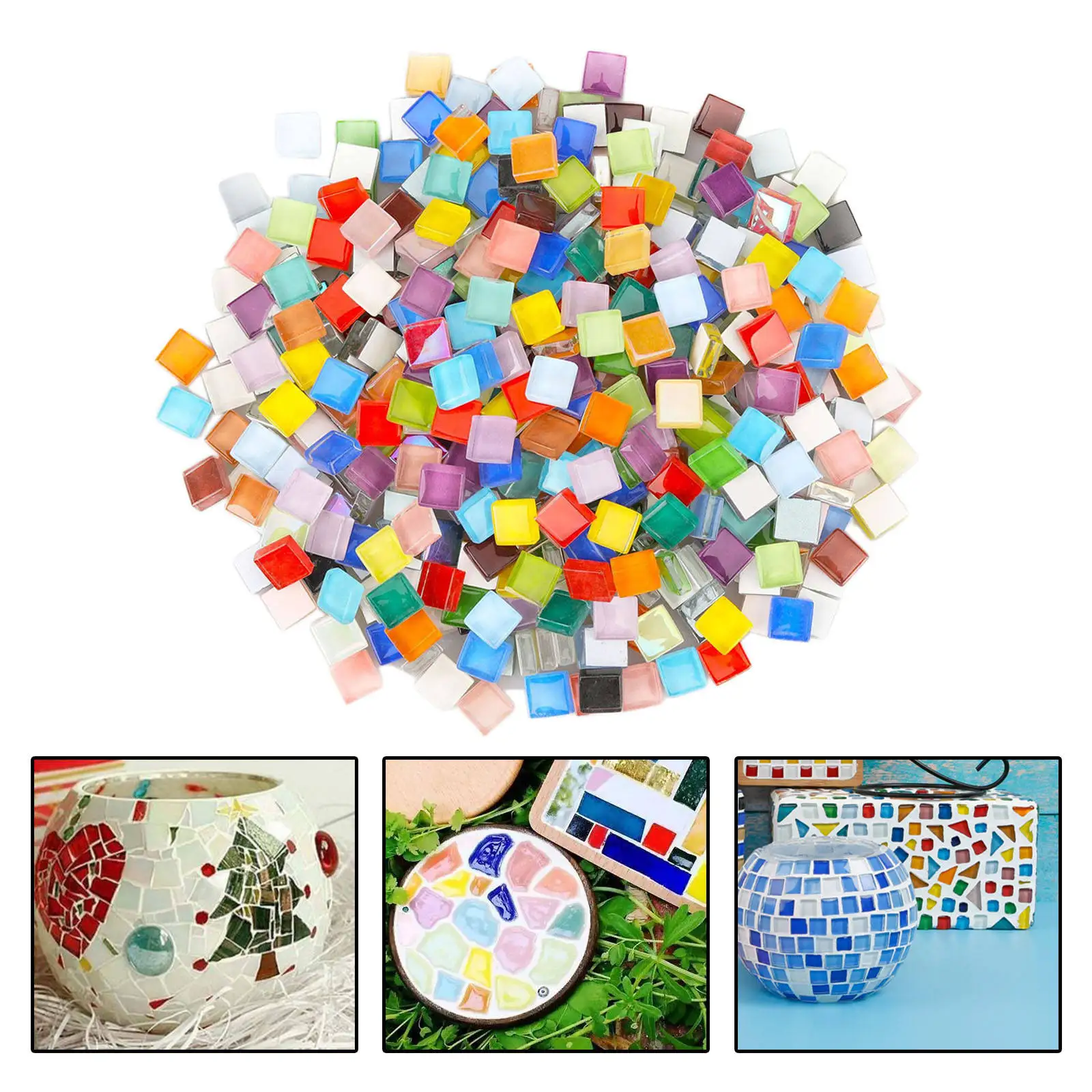 Mini Glass Mosaic Tiles Glitter Mixed Colors Glass Sticker DIY Material for DIY Crafts Hobbies Picture Frames Plates Flowerpots