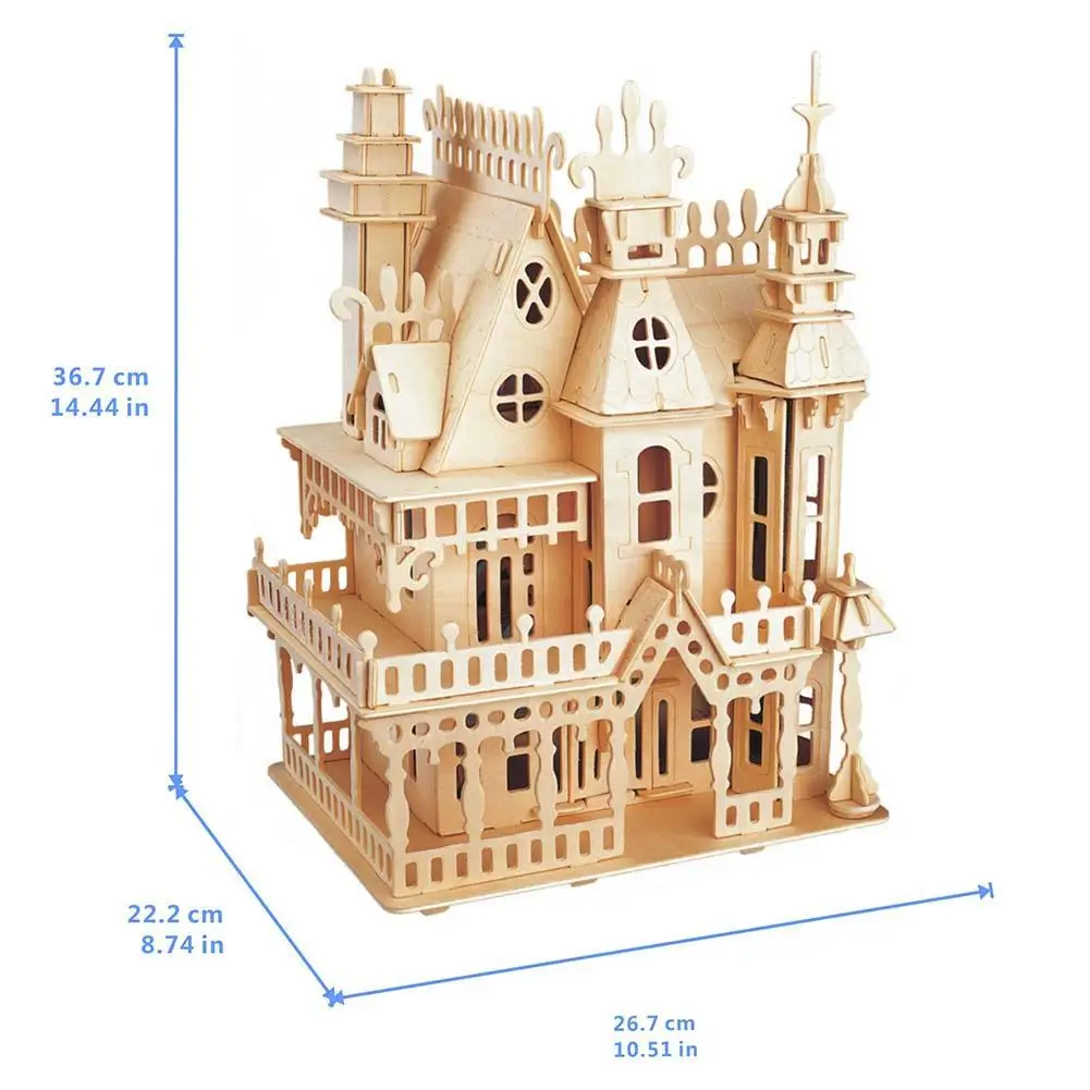 wooden 3D building model toy puzzle woodcraft construction Christmas Castle 1pc 
