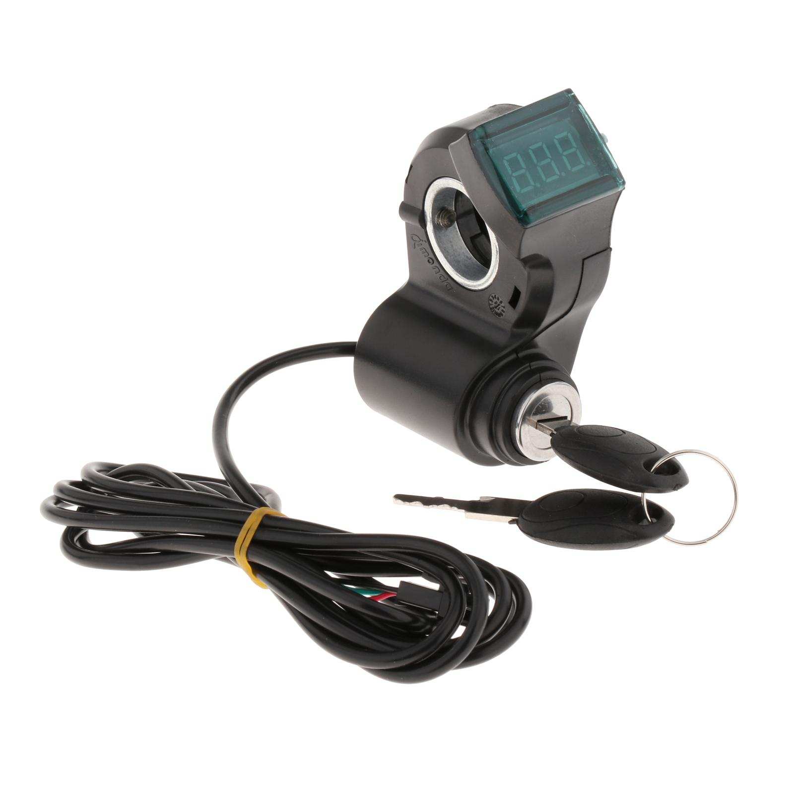 1pc Universal Electric Bike LED Digital Voltage Display Power with Key Parts