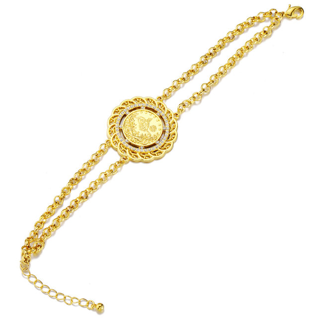 Ottoman Turkish Trendy Jewelry Bracelet Ladies Gold Plating Chain 
