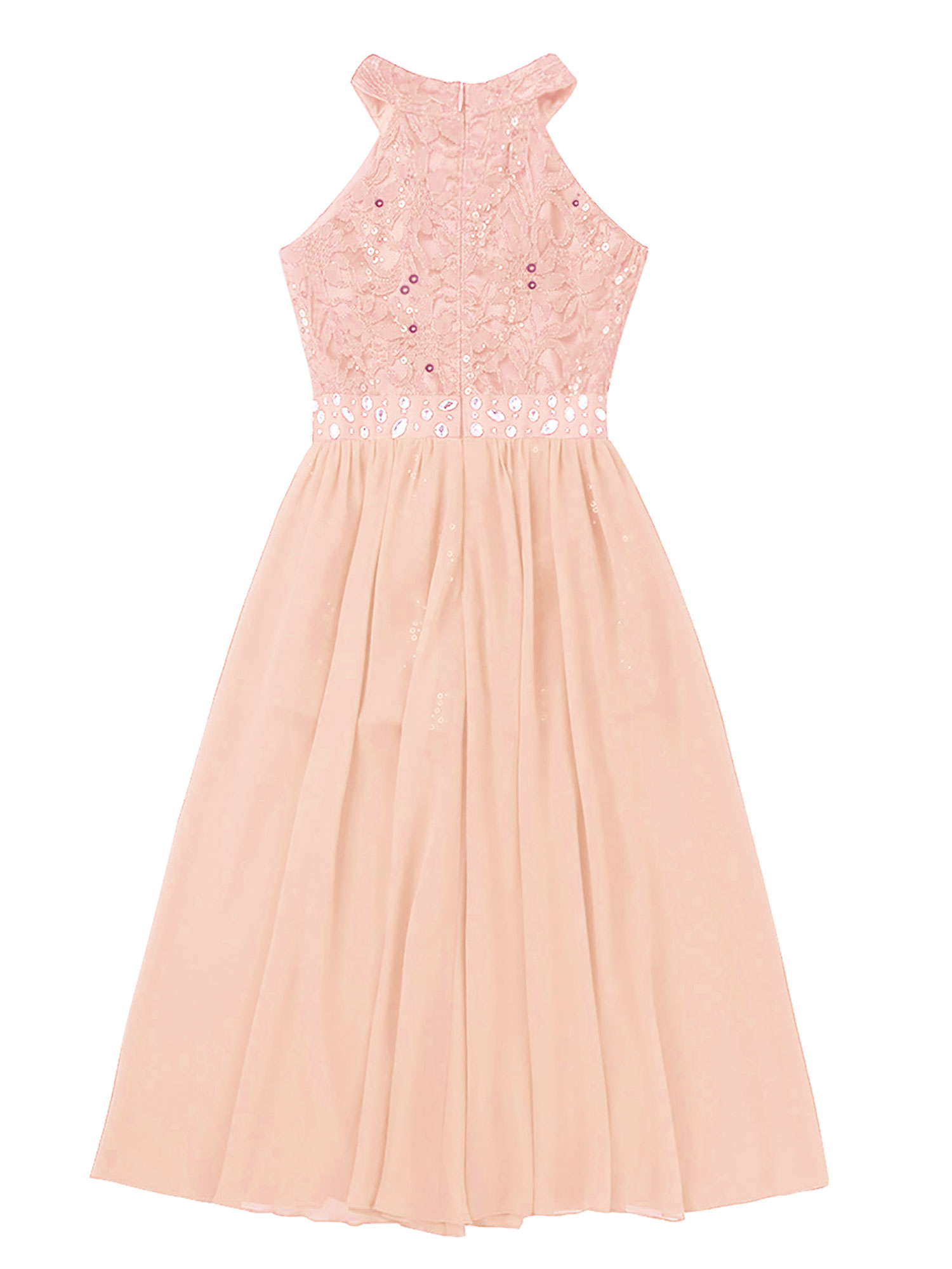 Kinder Mädchen Chiffon Kleid Blumenspitze Pailletten Stickerei Tanz Abendkleid Elegante Hochzeit Party Blumen Mädchen Prinzessin Kleid Strampler – Detail 17