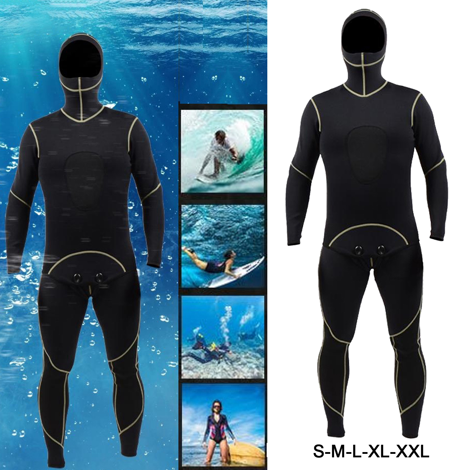 Professional 2MM 2-Piece Neoprene Scuba Dive Wetsuit With Hood Split Spearfishing Wet Suit For Men Double Warm Equipment