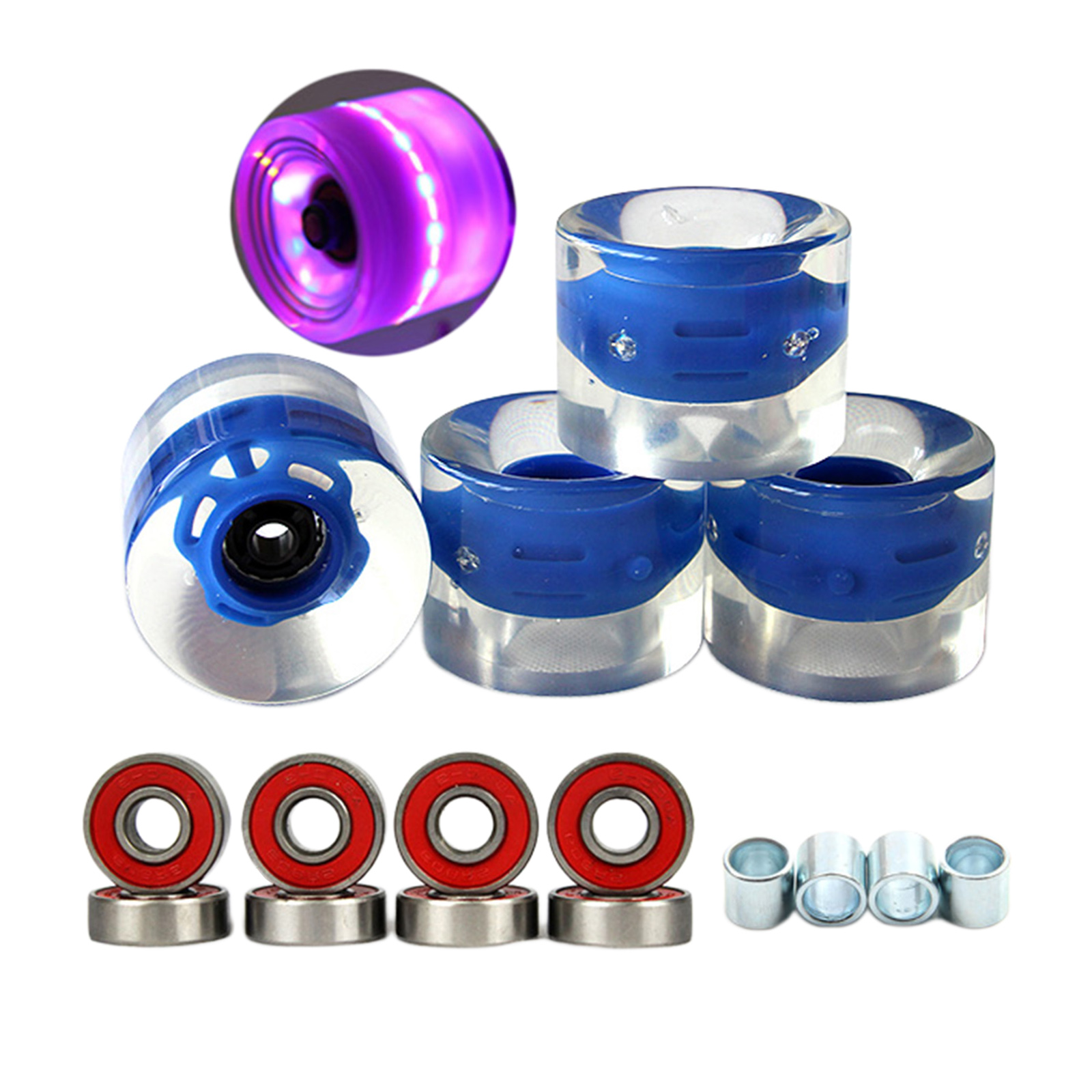 4 Pack Luminous Skateboard Wheels Longboard Wheels 78A Light Up Glow at Night Replacement Wheel