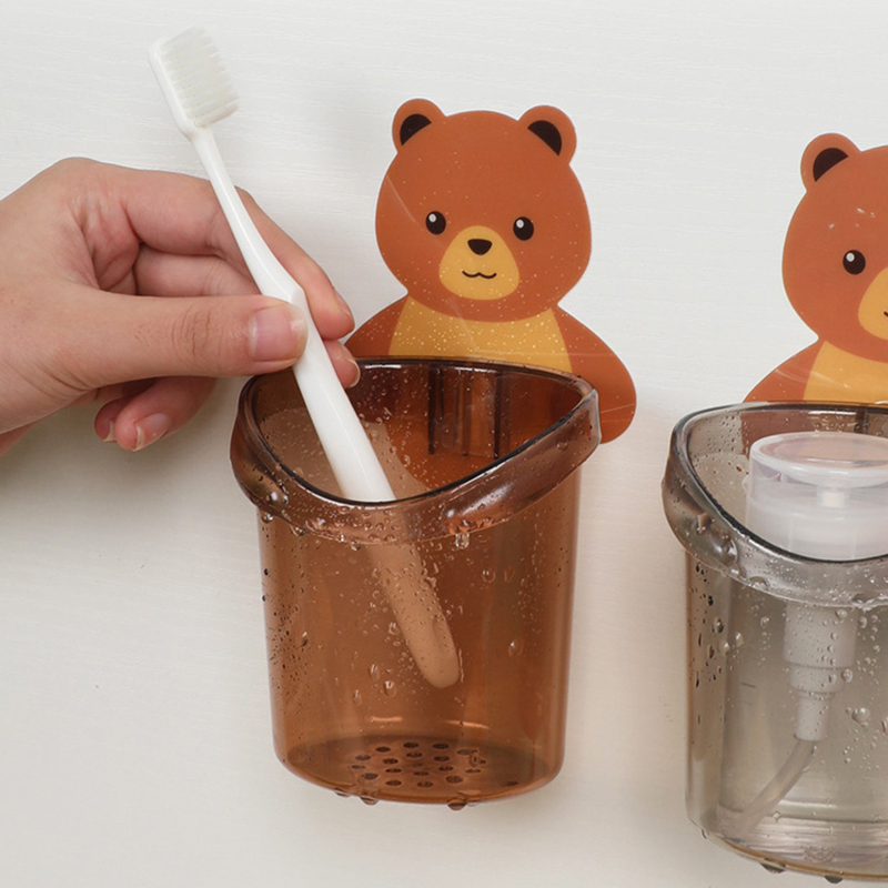 Bear Hug Storage Cup Punch-Free Drainable Multifunctional Toothbrush Holder