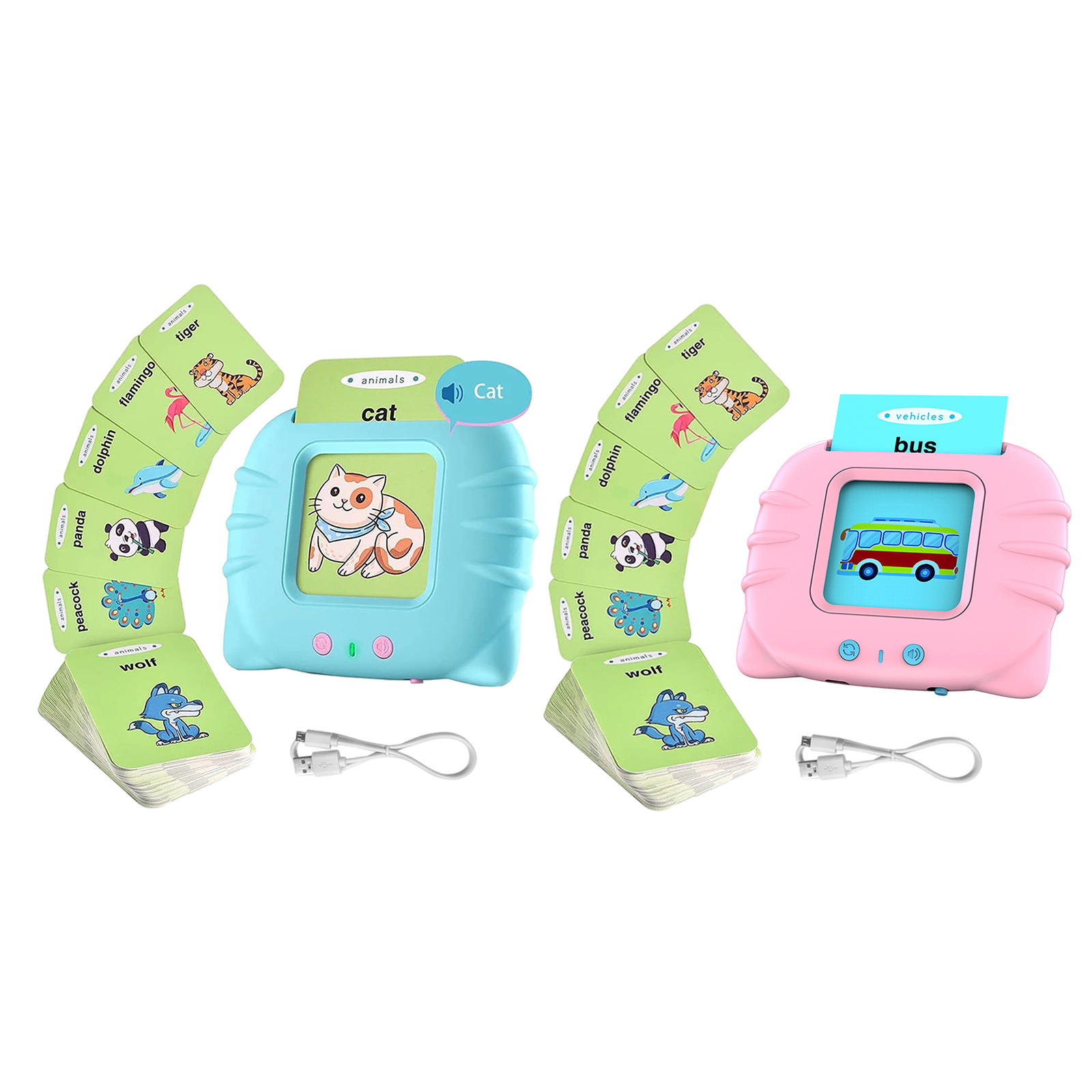 224Pcs Flash Cards Learning Machine Musical Educational Electronic Toy Interactive Toys with Sound Effects Audible for Age 2-6