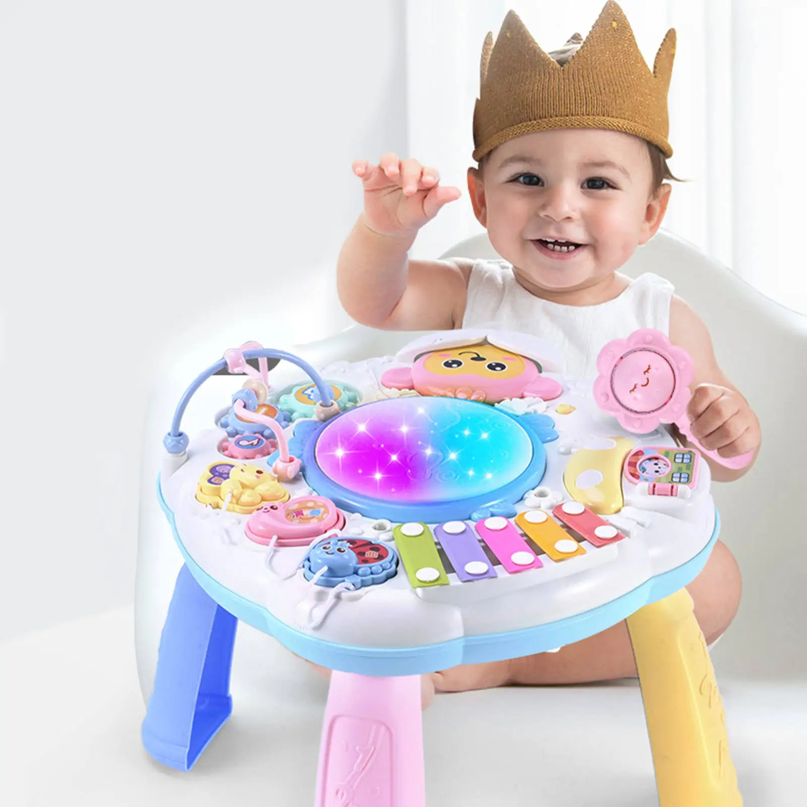 Infants Musical Instrument Learning Table Baby Early Educational Kids Study Activity Center Music Puzzle Game Piano Drums Toys