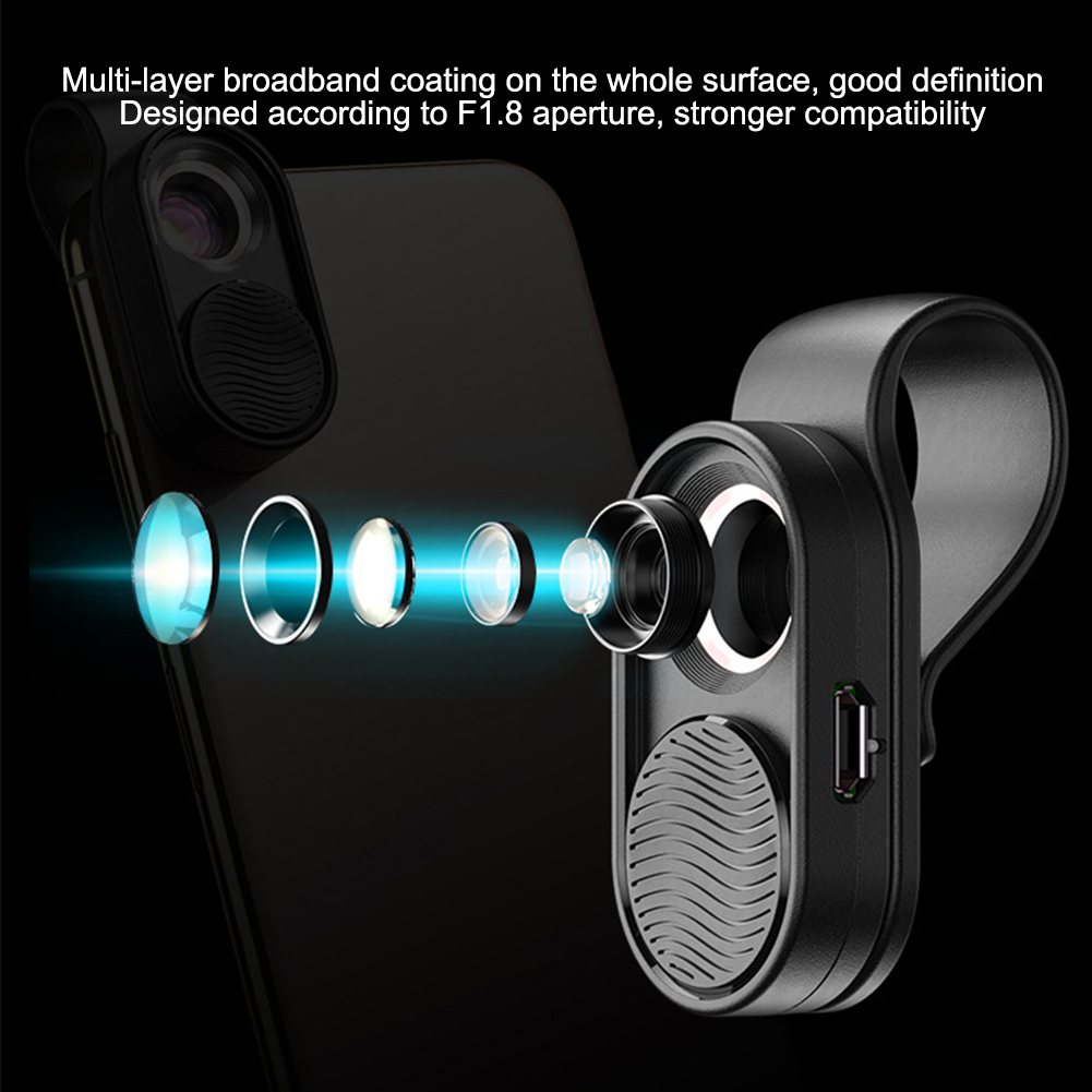 luz led mini portátil celular microscópio clipe
