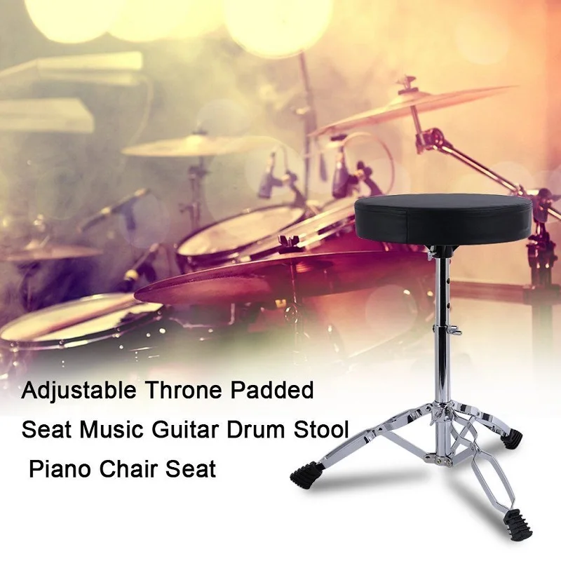 Tooyful Adjustable Metal Tripod Children Padded Stool Stand Chair for Guitar Piano Drum Playing