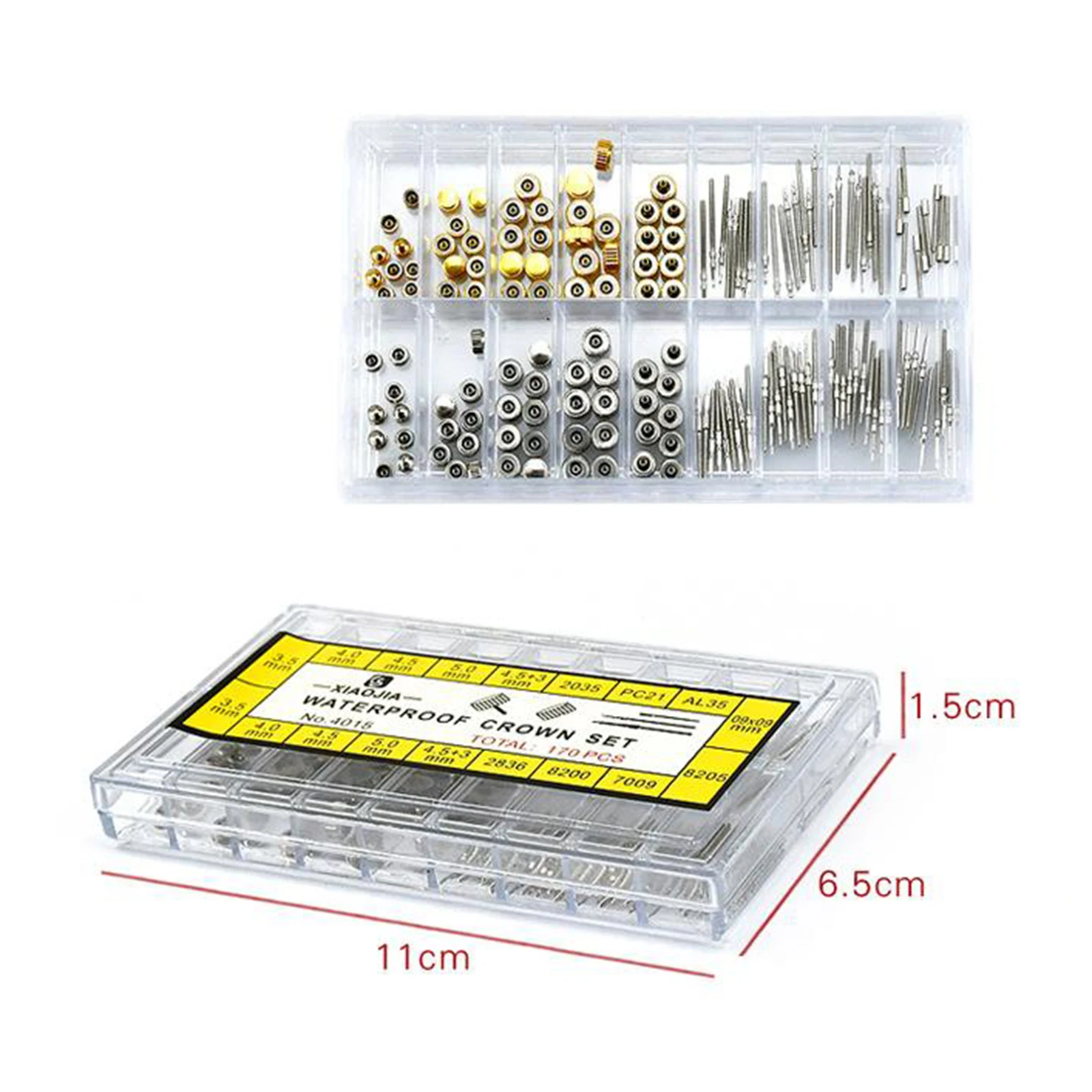 Waterproof Stainless Steel Watch Crown Link Pins Spring Bar Set Replaces for Watchmakers
