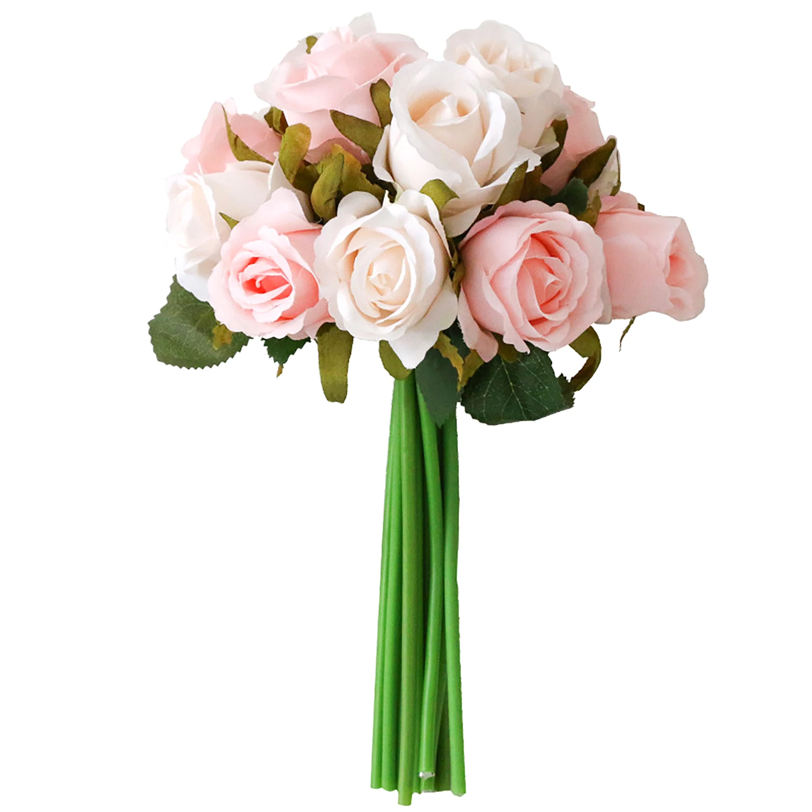 Vase Artificial Flower 12 Heads Rose Bud Artificial Flowers for Wedding Simulation Flower Home Decor Valentine's Gift,Colour:Champagne Color : Champagne 