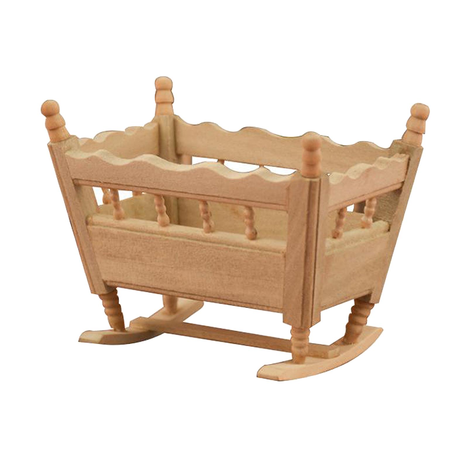 Mini 1:12 Cradle Bed Snack Desserts Rack Shelf Model Living Room Decoration